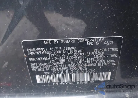 2025 Subaru Crosstrek Premium from USA, damaged, VIN JF2GUHDC0S8243836